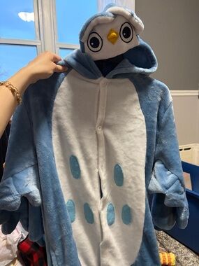 Blue and White Penguin Onesie Hooded Costume
